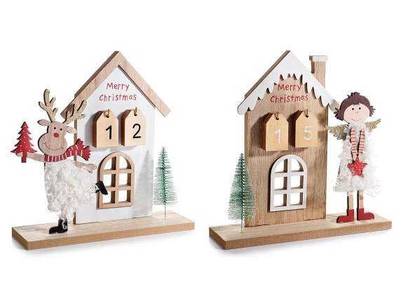 Wooden calendar with Christmas character to place
