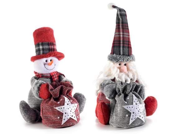 Christmas character in cloth with opening bag for sweets