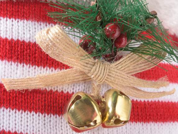 Set of 3 knitted effect handbags with pine tree and bells