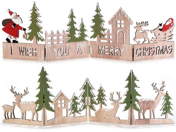 Decorative wooden fence with Christmas landscape