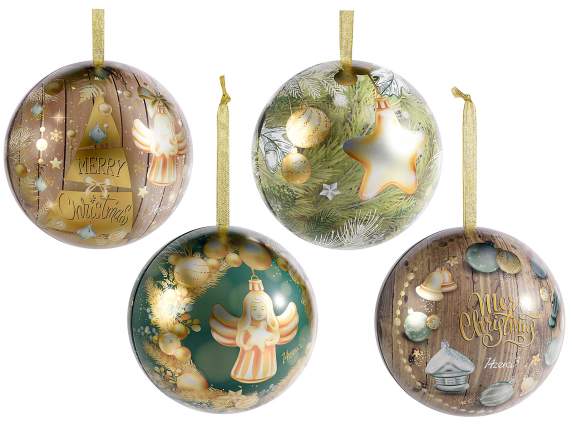 Openable metal food Christmas ball to hang