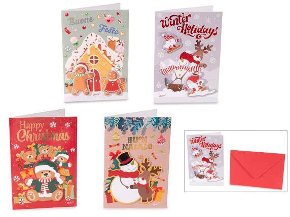 Christmas greeting card with 3D decoration and envelope