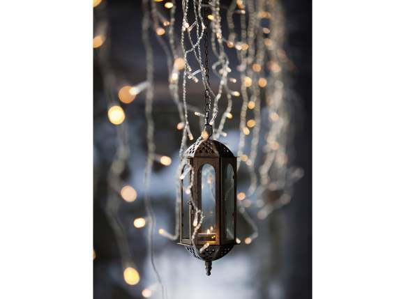 Silver waterfall 1.70m with 10 metal wires, 180 white LEDs