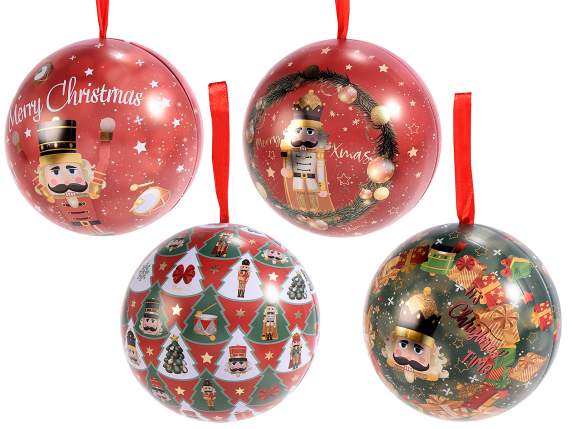 Openable metal food Christmas ball to hang