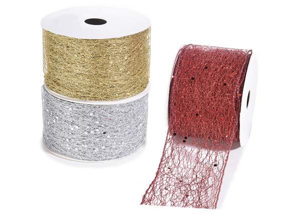60mm mesh ribbon with glitter and sequins