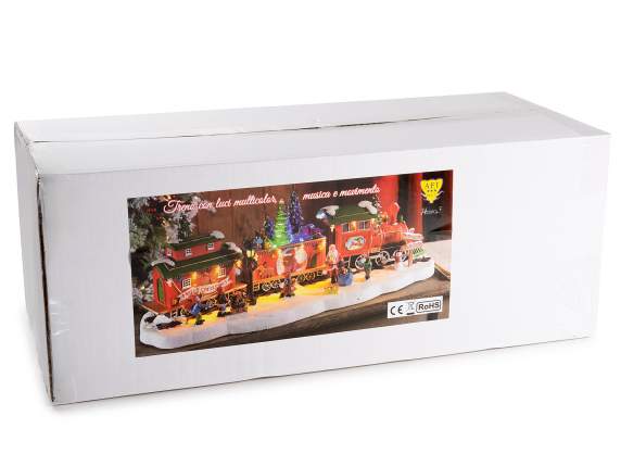 Resin train with multicolor lights, music and movement