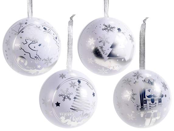 Openable metal ball to hang Silver Christmas