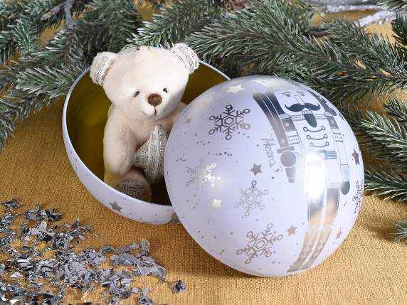 Openable metal ball to hang Silver Christmas