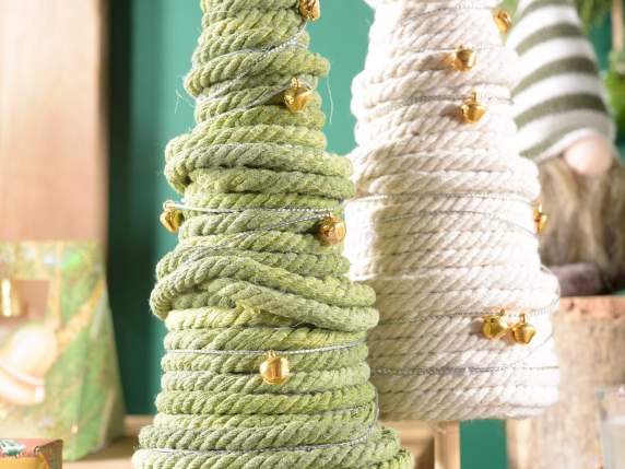 Wood and boiled wool tree with bells and glitter star