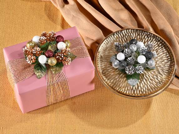 Mini wreath with snowy pine cones and glitter berries