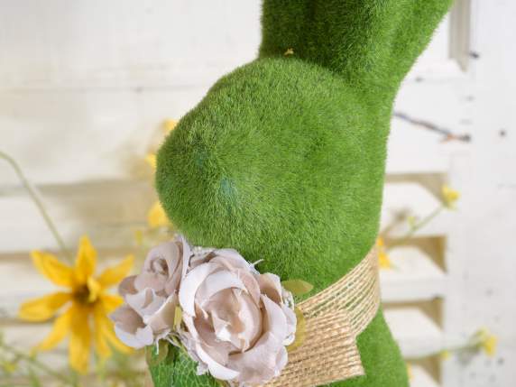 Sitting rabbit in resin covered with grass effect