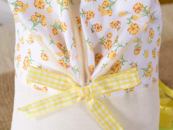 Rabbit-shaped fabric sweets bag with handle and bow