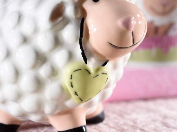 Ceramic sheep decoration to hang