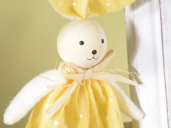 Bunny with polka dot dress and lace to hang