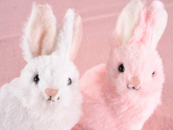Rabbit Easter decor in fake fur