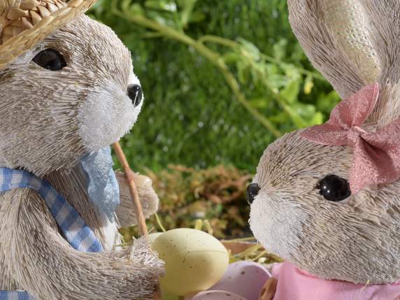 Pair of fiber bunnies on rowing boat