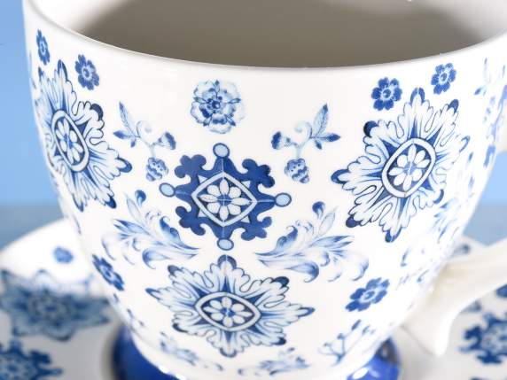 Porcelain cup w-saucer Blu Porcelain w-gift box