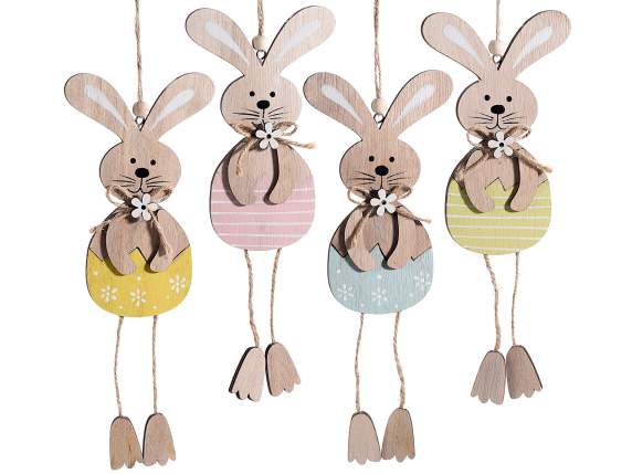 Colorful Wooden Long Legged Rabbit Hanging