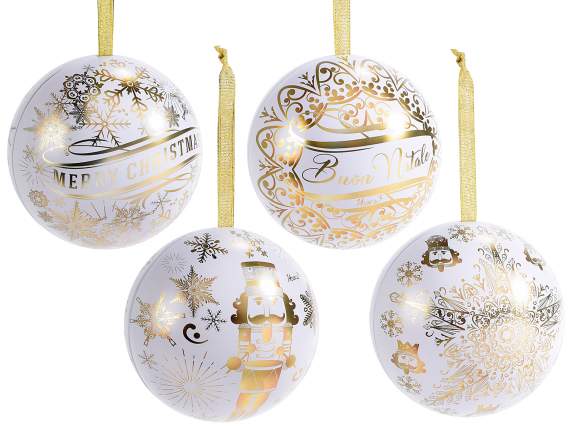 Openable metal food Christmas ball to hang