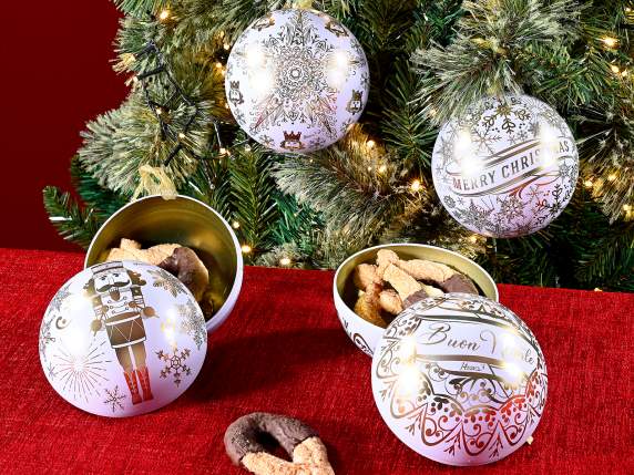 Openable metal food Christmas ball to hang