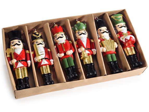 Pack of 6 resin nutcrackers to hang