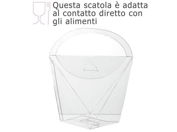 PET box - food grade, square base with handle