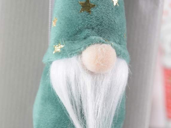 Santa Claus eco-fur w - hat with golden stars to hang