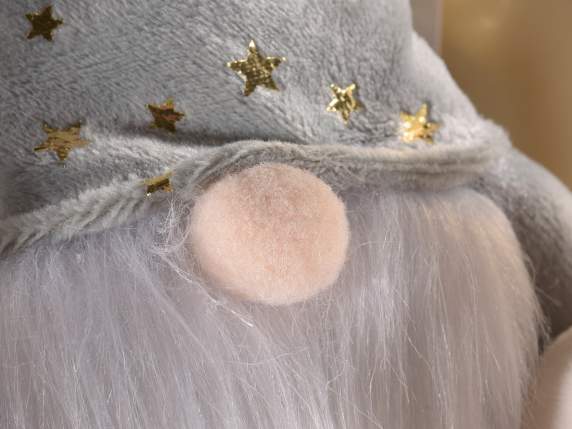 Santa - Mama Christmas in eco-fur with golden stars on hat