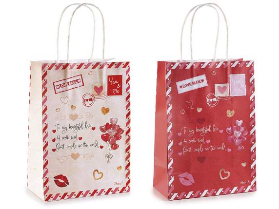 Small paper bag - envelope with Valentines Day print