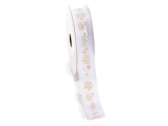 22mm White Satin Ribbon Tree of Life