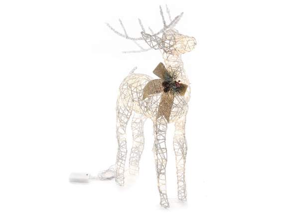 Rattan reindeer with white horns and lights