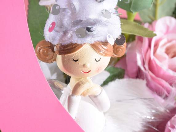 Cloth angel with long legs and sequin hat to hang