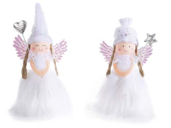 Angel with eco-fur dress and silver decoration