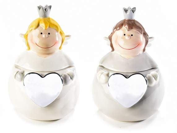 Angel Jolie ceramic jar with silver heart