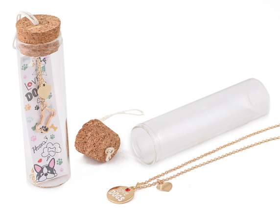 Pet Friends metal necklace in glass and display test tube
