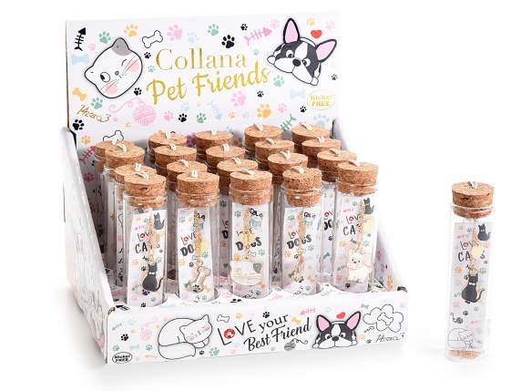 Pet Friends metal necklace in glass and display test tube