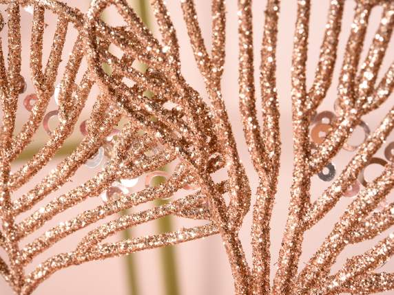 Artificial ginkgo branch with champagne glitter