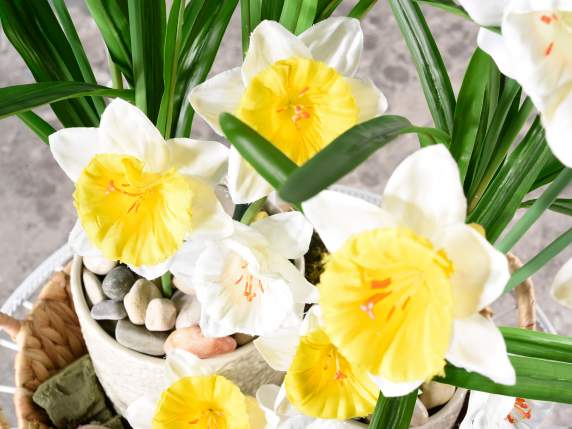 Fabric bouquet of artificial daffodils