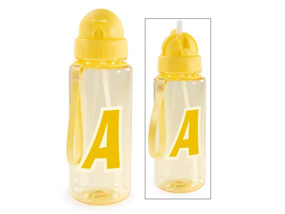 500ml Tritan Bottle Letter A with Straw and Hook