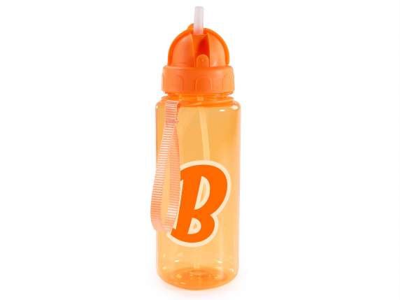 500ml Tritan Bottle Letter B with Straw and Hook