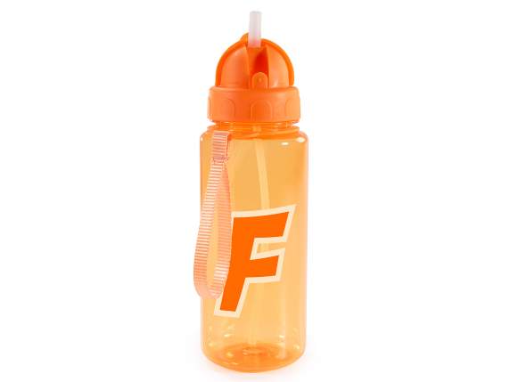 500ml Tritan Bottle Letter F with Straw and Hook