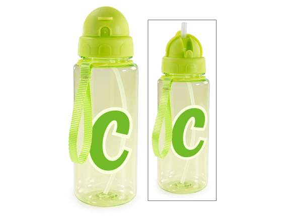 500ml Tritan Bottle Letter C with Straw and Hook