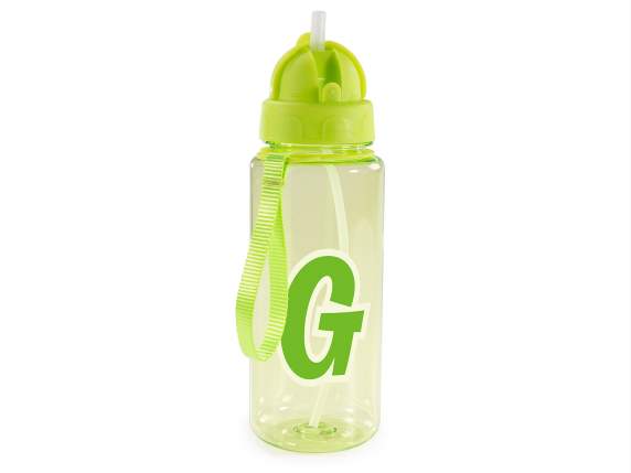 500ml Tritan Bottle Letter G with Straw and Hook