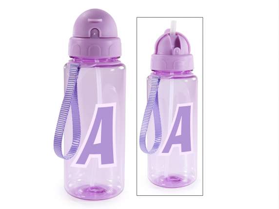 500ml Tritan Bottle Letter A with Straw and Hook