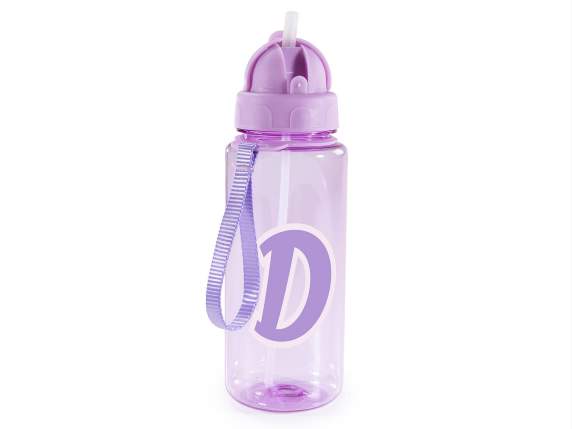 500ml Tritan Bottle Letter D with Straw and Hook