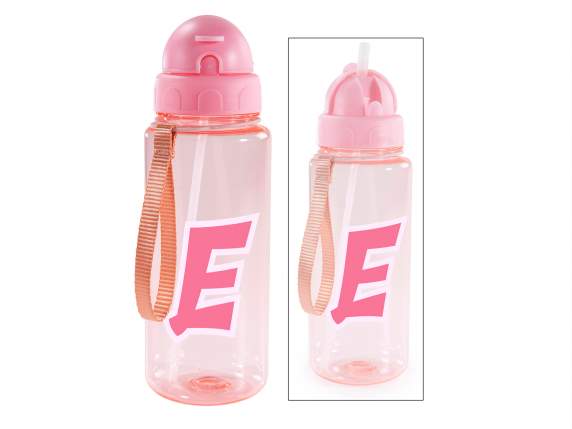 500ml Tritan Bottle Letter E with Straw and Hook