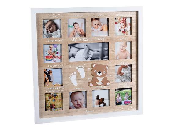 Wooden frame the first day with 13 photo holders to hang