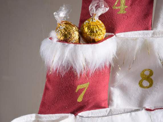 Advent tree calendar in cloth and velvet to hang