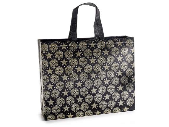 Non-woven fabric bag with shiny gold-like decorations