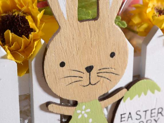 Wooden fence basket with bunny and eggs-carrot